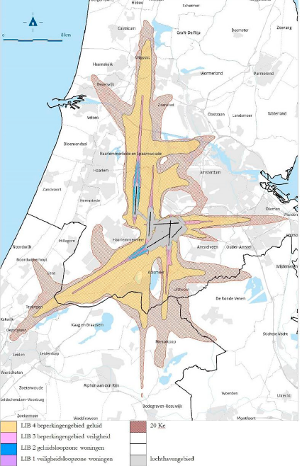 LIB-beperkingengebieden van luchthaven Schiphol